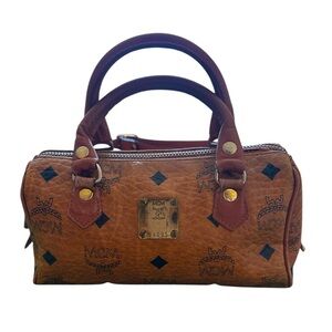 Authentic $580 Used MCM Logo Printed Mini Crossbody Bag